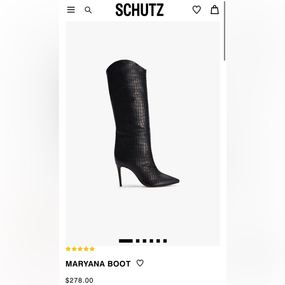 Schutz Maryana Black Croc-Embossed Knee-High Boots